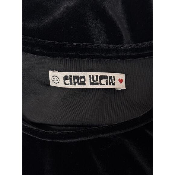 Ciao Lucia Dress XS Womens Black Velvet Long Sleeve Mini - Picture 7 of 8